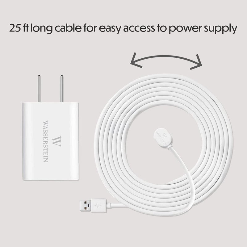 Wasserstein 25ft/7.6m Weatherproof Outdoor Charging Cable w/Quick Charge Adapter Compatible with Arlo Ultra/Ultra 2/Pro 3/Pro 4/Pro 5s (2 Pack, White) â€“ NOT Compatible with Arlo Pro (6th Gen)/Essential Spotlight - Image 4